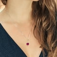 thumbnail image 3 of Gem Stone King 925 Silver and 10K Yellow Gold Red Created Ruby Pendant Necklace for Women By Keren Hanan (4.00 Cttw, Heart Shape 10MM, with 18 inch Chain), 3 of 3
