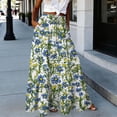 thumbnail image 2 of ZToonmas Women's Floral Print Tiered Maxi Skirt Elastic Waist Drawstring Skirt with Pockets for Summer Casual and Vacation, 2 of 7