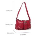 thumbnail image 1 of Y2K-Bolso de hombro con remaches de cuero PU Retro para mujer, bolso de axila, bolso de hombro de Color de contraste de moda, bolsos con cremallera y Asa superior Fivean unisex, 1 of 2