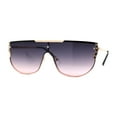 thumbnail image 1 of Womens Rhinestone Trim Flat Top Exposed Lens Metal Sunglasses Gold Black Pink, 1 of 4