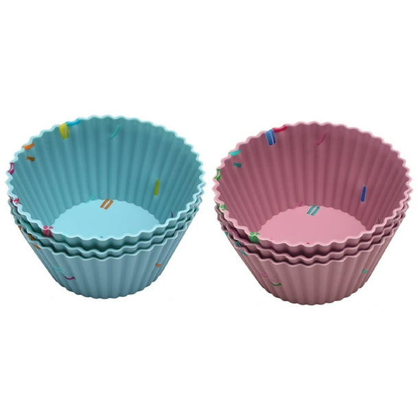 1 juego / 6 piezas de molde para hornear de encaje redondo de silicona engrosada para muffins (mezcla de colores)