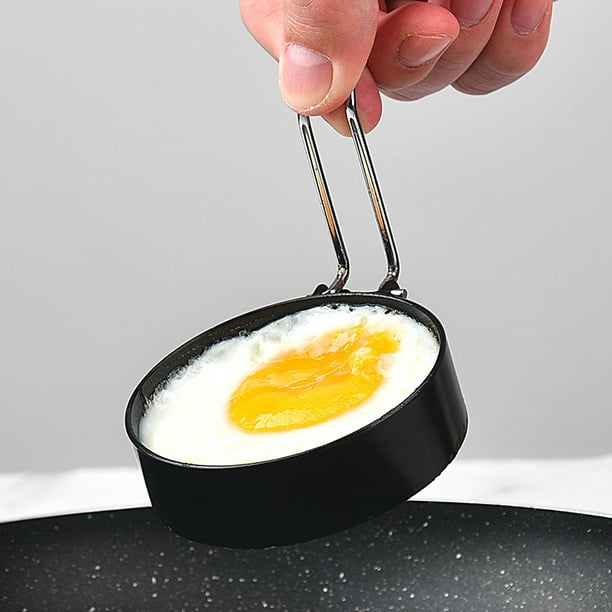 Anneau d'oeuf antiadhésif, 100% anneaux d'oeufs de qualité alimentaire  Moule avec poignée en silicone, anneaux de cuisson d'œufs professionnels en  acier inoxydable pour la friture d'œufs en plaque chauffante bl