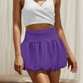 thumbnail image 2 of WTOBBY Women's Fashion Solid Color High Waist Bubble Skirt, Double Layer Design with Light Stretch, Casual Half Skirt for Office and Party Wear, Elegant Tiered Style,Purple M, 2 of 5