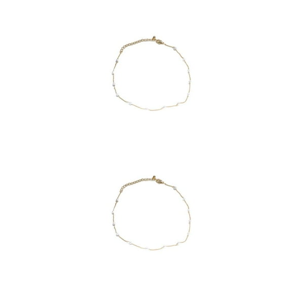 ZLight Chain Necklace Pearl Babys Breath Gold Silver Universal Fashion Accessory Choker Necklaces for Teen Girls Gold 2Set
