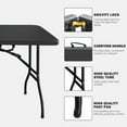 thumbnail image 3 of 6Ft Folding Table, Portable Plastic Table For Camping & Picnics, Outdoor Foldable Table, Black, Heavy Duty, 3 of 8