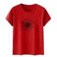 thumbnail image 5 of ALLLIST Red Spring Tops for Women Crew Neck Short Sleeve Floral T-Shirts Printed Casual Summer Blouses, 5 of 5