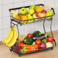 thumbnail image 1 of Cesta de fruta ANTOPY de 2 niveles con 2 perchas de metal para plátanos, 1 of 7