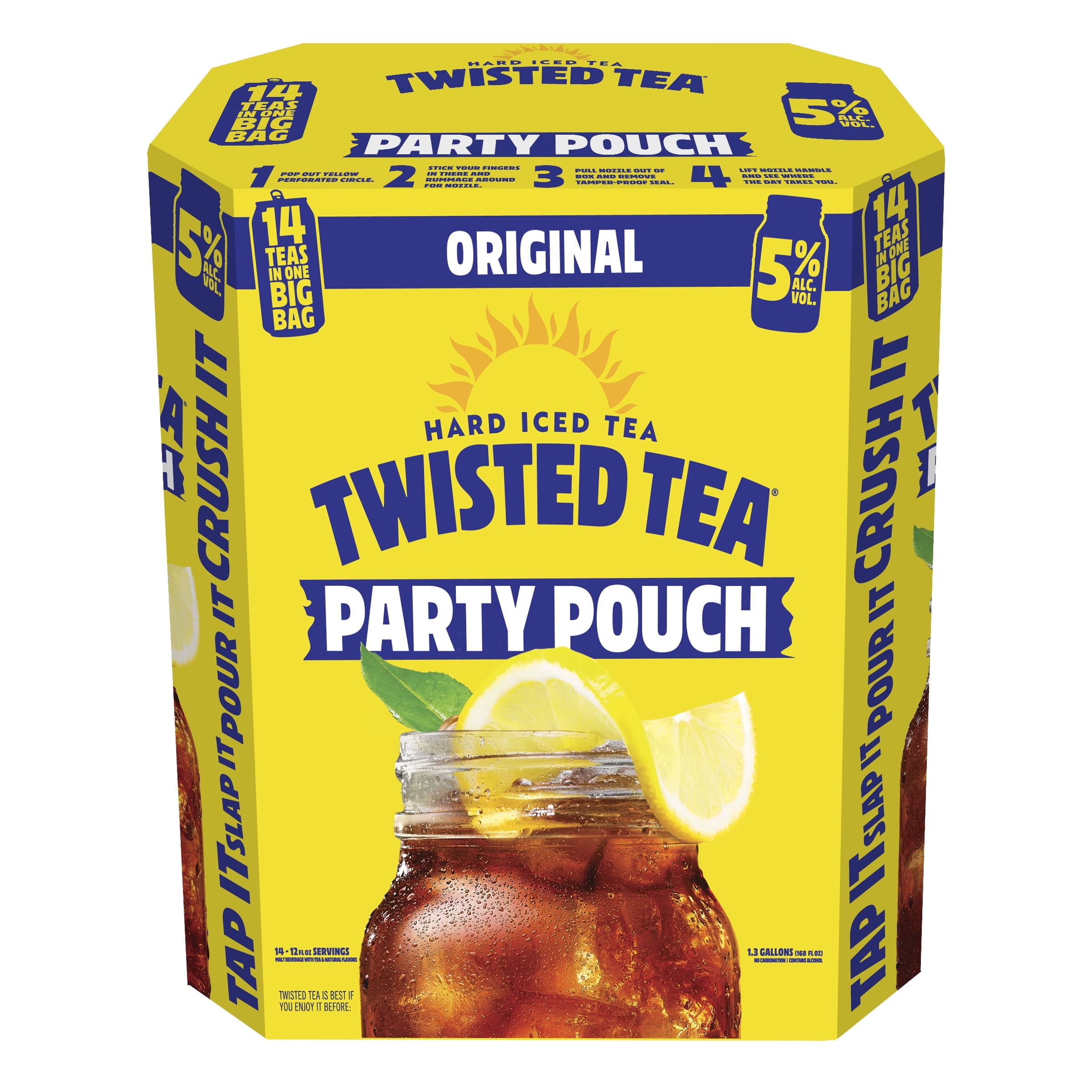 Twisted Tea Original Hard Iced Tea Party Pouch, 5 Liter Box, 14 - 12oz Servings, 5% ABV