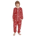 thumbnail image 2 of Soft Big Kids Onesie Pajamas Cozy Loose-Fit Jumpsuits for kids with Pockets for Christmas Lounge & Play Candy Cane-shaped Hearts Pattern, 2 of 8