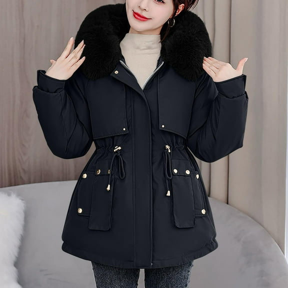 Tawop Women's Jackets for Winter Zip Loose Outwear Thicken Jackets for Women Fashion Fall Winter