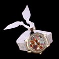 thumbnail image 4 of Reloj de cuarzo para mujer con vendaje de tela con diamantes de imitación y esfera de impresión de moda (blanco), 4 of 4