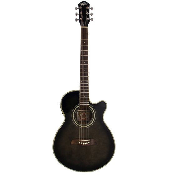 Guitarra Electroacústica Oscar Schmidt Flamed Transparent Black Og10cef
