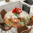 thumbnail image 2 of Orange Pumpkins Fall Thanksgiving Table Cloth, Round Fitted Tablecloths with Elastic Edge, Maple Leaf Rustic Wipeable Waterproof Table Cover for Kitchen Wedding 55-60 Inches, 2 of 4