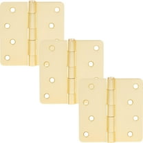 Stone Harbor Hardware 4" Door Hinges, 1/4" Radius Corner, Satin Brass, 3-Pack