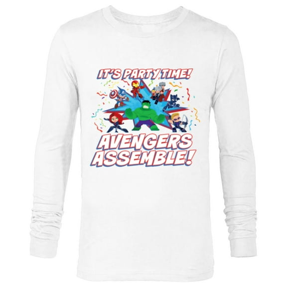 Marvel Avengers Assemble It’s Party Time Toony Birthday - Long Sleeve T-Shirt for Men - Customized-White