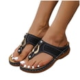 thumbnail image 6 of Summer Slippers for Women,Wide Sandals for Women,Womens Wedge Sandals,Women's Sandals,Walking Sandals Women,Women's Solid Color Set Flat Bottom Casual Beach Shoes Sandals Women's Shoes,Black,7, 6 of 6
