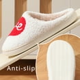 thumbnail image 2 of BERANMEY Cute Valentine's Day Slippers for Women Soft Plush Comfy Warm Slip-On Heart Love Couple Slippers fo Women Indoor Fluffy House Slippers for Women and Men Non-slip Fuzzy Flat Slides, 2 of 9