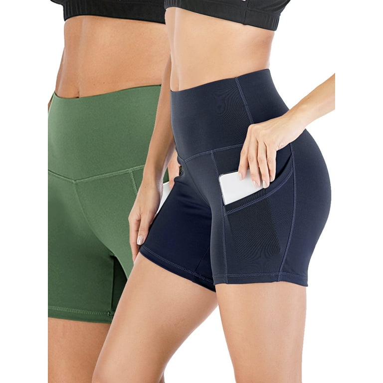 YouLoveIt 2-pack Tummy Control Yoga Shorts for Women High Waisted