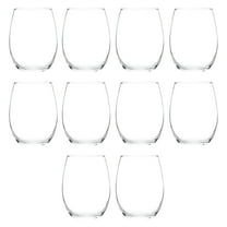 Stemless Wine Glass 9 oz. Set of 10, Bulk Pack - Great for Wedding Favors, Bachelorette Party Decorations, Party Favors, Color Bottom - Clear
