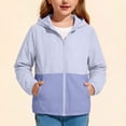 thumbnail image 4 of Atogsazn Kids Girls Zip Up Jacket Childrens Casual Lightweight UPF 5+ Sun Protection Long Sleeve Hooded Jacket Tops Purple 7-8 Years Fashion, 4 of 7