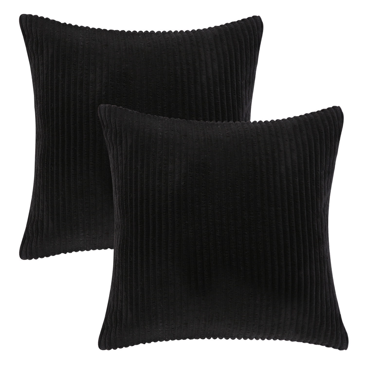 Phantoscope Corduroy Velvet Pillow Covers 22x22 Inches Black