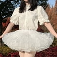 Byfri Crinoline Puffy Mini Skirt Organza Bubble Petticoat White 58-80cm ...
