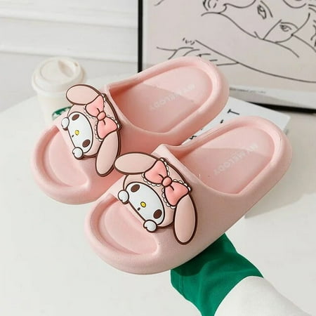 

Cute Sanrio Kuromi Summer Slippers My Melody Cinnamoroll Summer Non-slip Home Bathroom Sandals Parent-child Outdoor Beach Shoes QY
