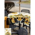 thumbnail image 4 of Outdoor Tablecloth with Umbrella Hole and Zipper, Gnomes Sunflower Square Table Cloth 60x60 Inch Waterproof Tablecloth, Bees Branches Floral Elegant Pastoral Picnic Table Cover for Patio Camping, 4 of 7