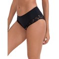 thumbnail image 4 of INSPIRE CHIC Women's Lace Trim Leopard Print Ultra-Thin Mid Rise Hipsters Elastic Lightweight Breathable Briefs S Black, 4 of 4