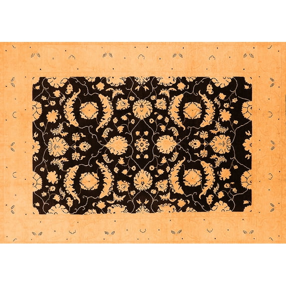 Ahgly Company Indoor Rectangle Oriental Orange Industrial Area Rugs, 6' x 9'