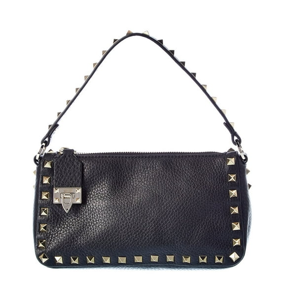 Valentino Rockstud Small Grainy Leather Crossbody, Black