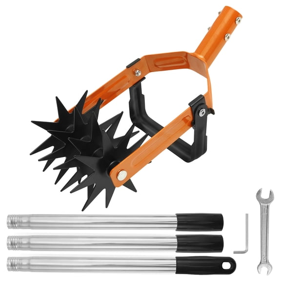 AEVXKHI Rotary Cultivator Tiller, Stainless Steel Handle Rotary Tiller, Adjustable Length Garden Cultivator with Long Handle for Soil