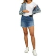 thumbnail image 2 of INSPIRE CHIC Women's Maternity Denim Shorts A-Line Adjustable Waist Over Belly Postpartum Summer Pregnancy Jeans Shorts XL Blue, 2 of 6