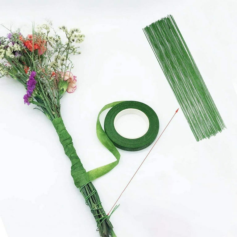 7 Pcs Floral Arrangement Kit Floral Tape and Floral Wire with Wire Cutter Green Floral Tapes Floral Stem Wire 40 Pcs Corsage Pins for Bouquet Wreath