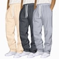 thumbnail image 2 of NOLDARES 3 Pack Men's Big and Tall Sweatpants Wide Leg Open Bottom Baggy Joggers Casual Drawstring Pants with Pockets,Khaki,S, 2 of 8