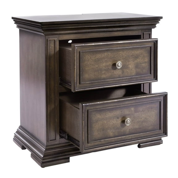 Big Valley Light Brown 2 Drawer Night Stand w/ Charging Station