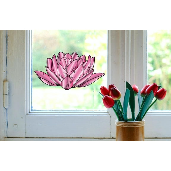 Flower Flowers Petal Petals Vinyl Stained Glass Film Static Cling Window Waterproof Decal for Girls Boys Kids Room Bedroom Nursery House Fun Home Decor Stickers Wall Art Vinyl Decoration (8x10 inch)