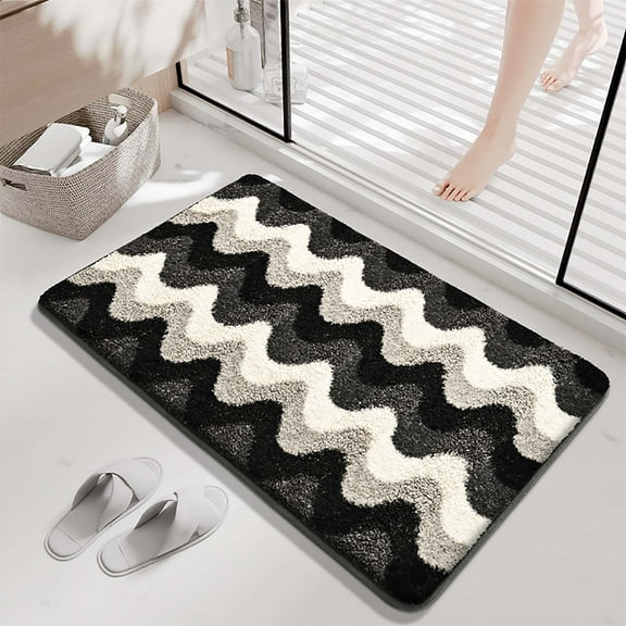 Yarino Bath Mats Bath Rugs for Bathroom Floor Straight Plush Carpet Floor Mats Absorbent Non-slip Mats Kitchen Foot Mats,Machine Wash Bathroom Rugs And MatsFor Bath,Tub And Shower Green