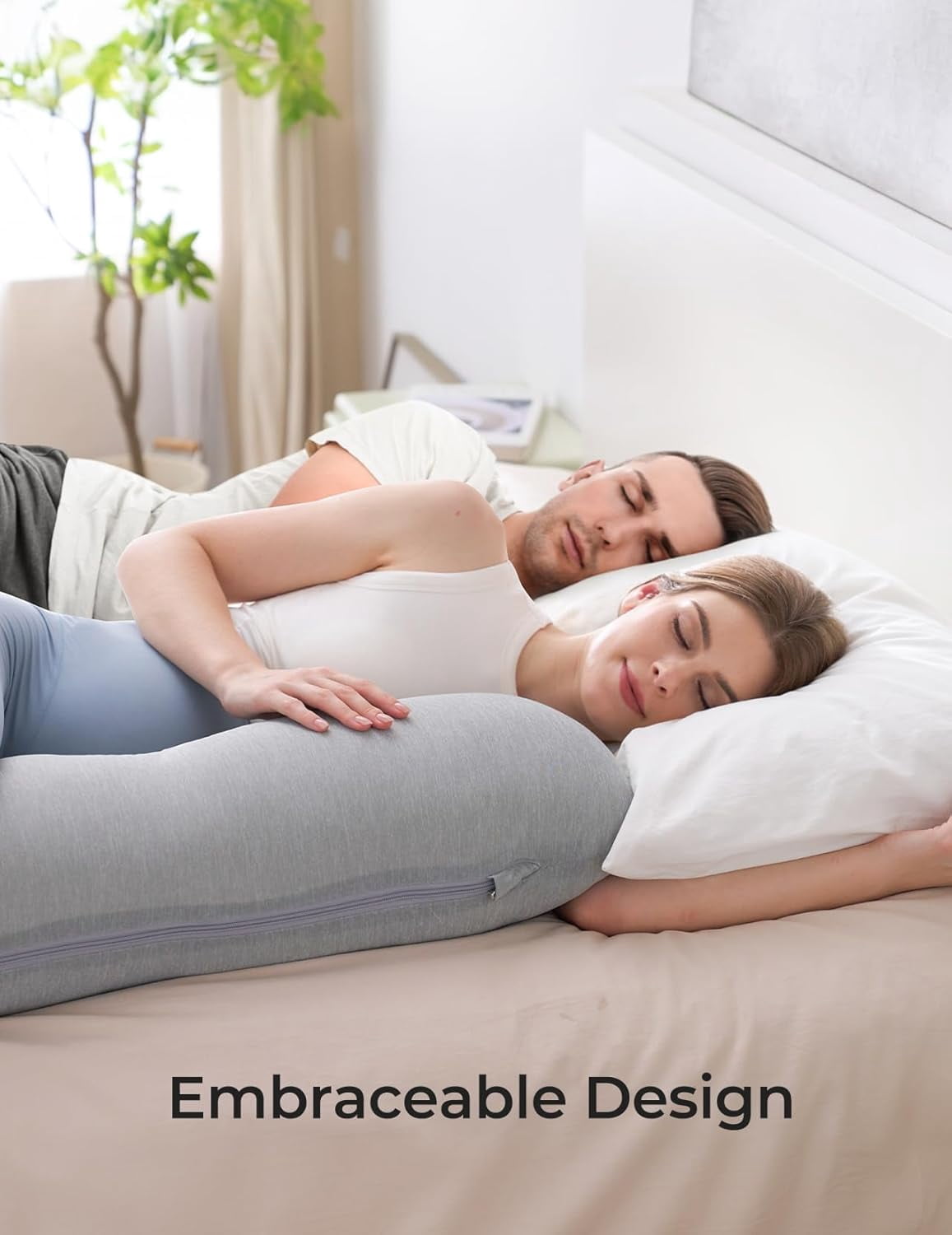 Pregnancy Pillows for Side Sleeping, J Shaped Maternity Body Pillow for Pregnancy, Soft Pregnancy Pillow with Jersey Cover for Head Neck Belly Support