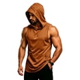 thumbnail image 3 of BRANROY Men's Summer Tank Tops - Hooded Sleeveless Muscle Shirts, Breathable Gym Tees for Men's Athletic Workout,Light Brown L, 3 of 8