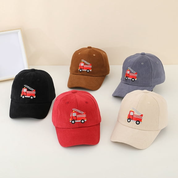 Baby Sun Hat Kids Cartoon Firefighter Brushed Cotton Baseball Cap Sun Hat Black One Size