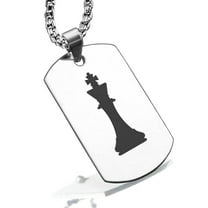 Stainless Steel King Chess Piece Dog Tag Pendant Necklace