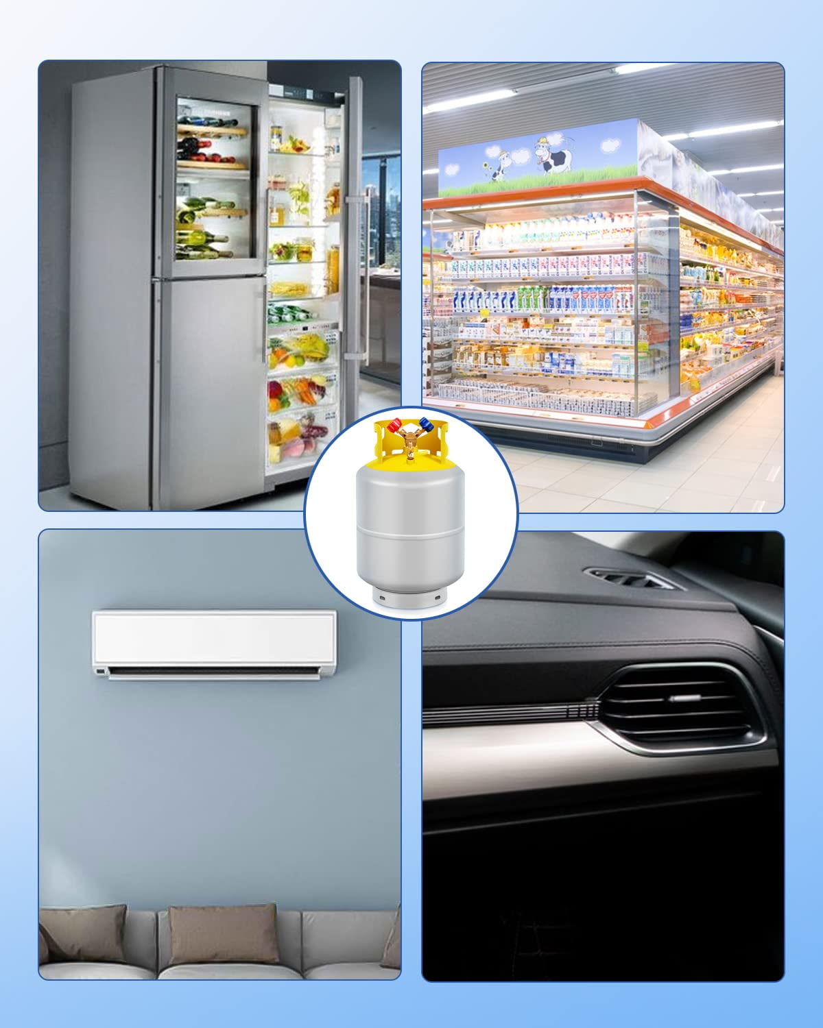Refrigerant Recovery Tank with 1/4 SAE Y Valve Double Valve Collar Design Reusable Save Valve-50 LB Capacity