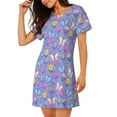 thumbnail image 2 of Pofeuu Butterflies And Flowers Print Women's Loose Fit Short Sleeve Nightgown, Comfortable Sleep Dress for Women, Casual Lounge Sleepwear, Soft Cotton Sleep Dress, 2 of 6