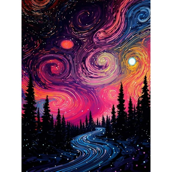 5D DIY Diamond Painting Set (Adults) - "Starry Night" Beginner Diamond Art Set, Full Circle Diamond Crafts, Home Wall Decor Gift