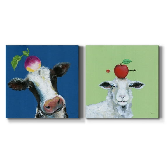 Playful Nature 1 - Premium Gallery Wrapped Canvas - Ready to Hang Set of 2 - 16 x 16 Each