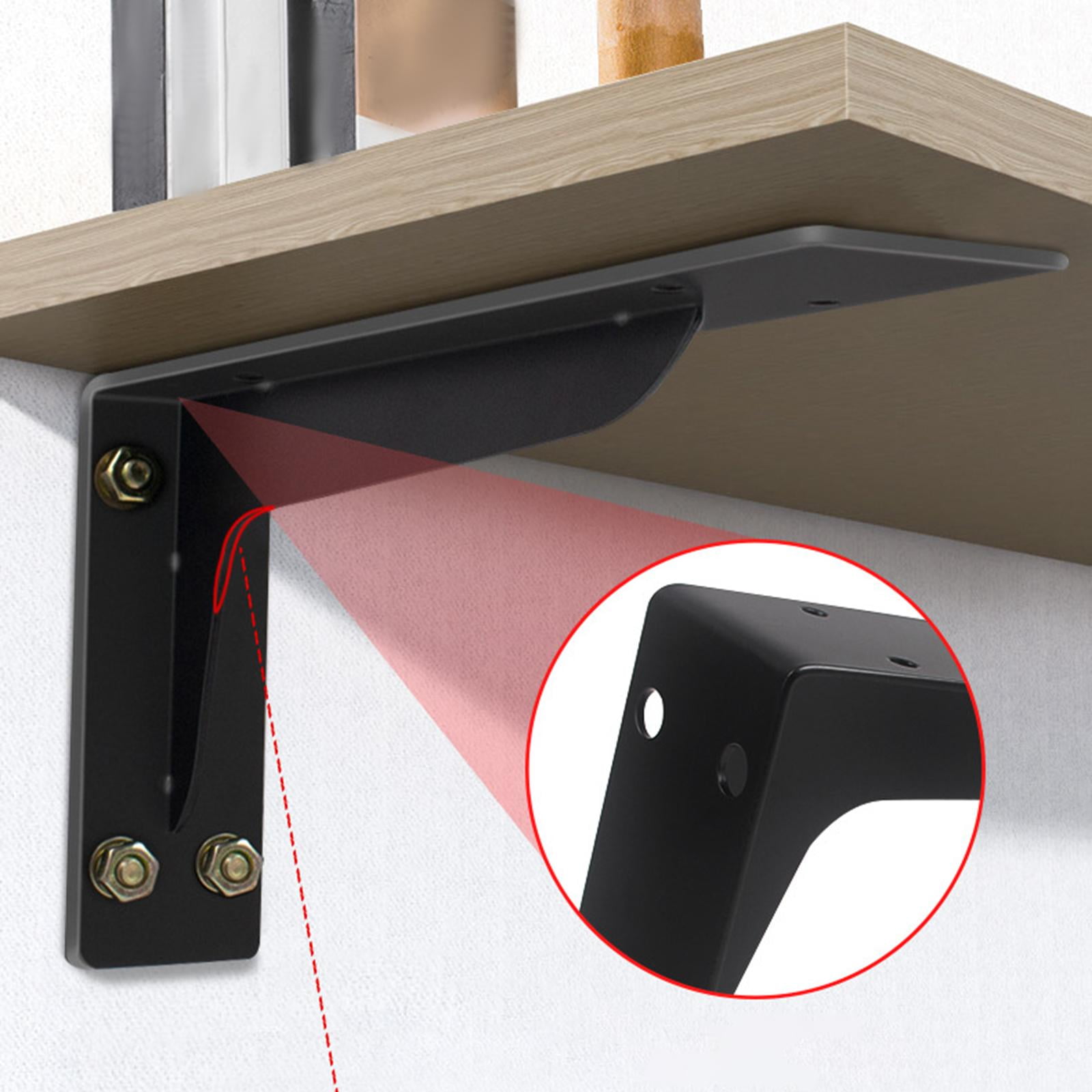 Shelf Bracket, Black Heavy Duty Steel Wall Mounted Triangular Tripod Bracket for 19.1cm