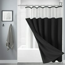 Steadline 3-in-1 Weave Shower Curtain Set with Clear Liner Heavy Duty Polyester Fabric Waterproof Bathroom Decor Includes 12 Stainless Steel Hooks Modern Home Decor