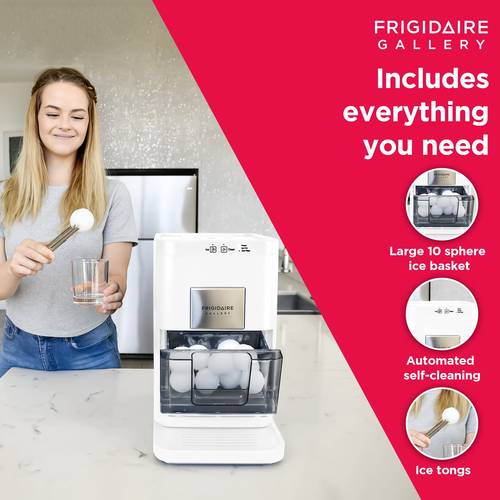 Frigidaire Gallery 82 Sphere Capacity Ice Maker, White