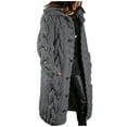 thumbnail image 2 of ClodeEU Woman Plus Size Winter Coat Clearance Women Hood Cardigan Large Size Sweater Pocket Single Breasted Long Sleeves Coat Rollbacks Dark Gray 14(XXXL), 2 of 5